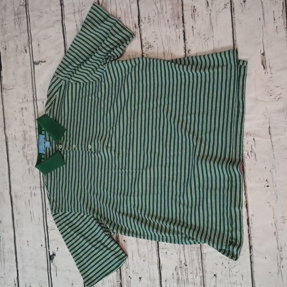 Fairway & Greene Men's Blue White Green Striped Golf Polo L